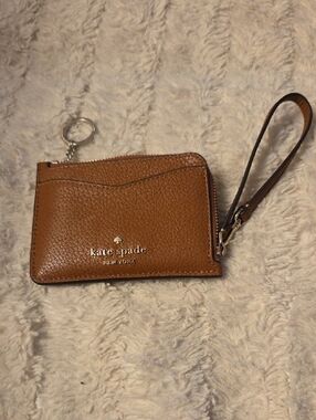 kate spade Brown Pebbled Leather Wristlet Card Pouch